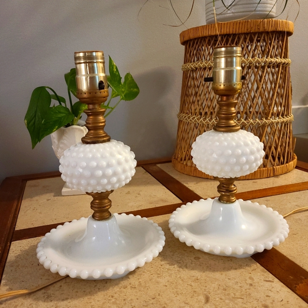 COPY - Pair of vintage milk glass lamps
